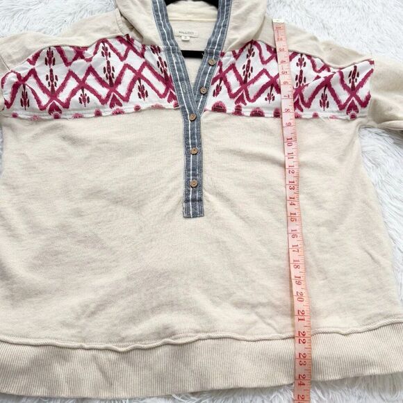 Anthropologie Pilcro Crafted Button Front Pullover Hooded Printed Lace Cream XS - Picture 5 of 8